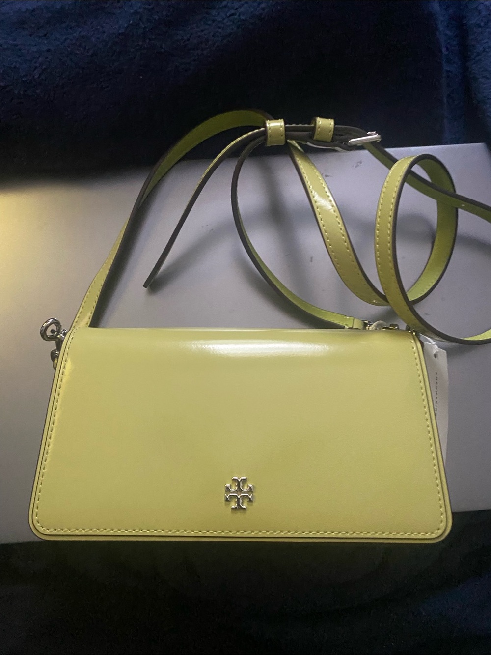 Tory Burch Lime Green Leather Crossbody Bag